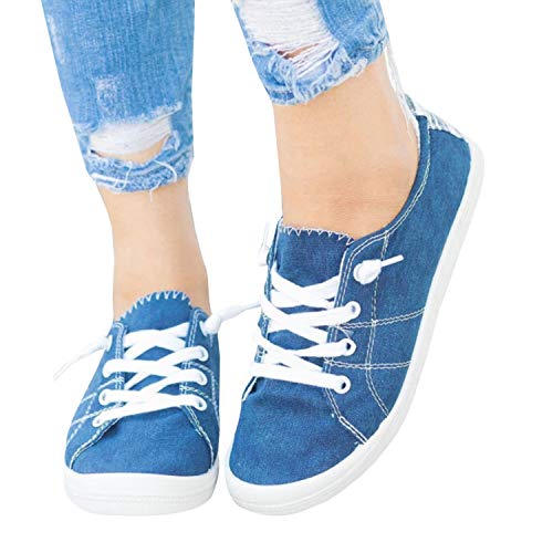 Womens Fashion Sneakers Lace-up Low Top Platform Round Toe Canvas Sneaker Walking Flat Shoes - //medicalbooks.filipinodoctors.org