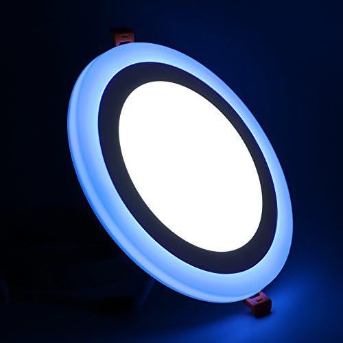 (2 Pack)Led Ceiling Lighting,Maigel Double Color Led Panel Light Led Downlights Led Recessed Lighting (12+6W Round, White+Blue)
