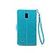 IZENGATE Samsung Galaxy Note 4 Wallet Case - Executive Premium PU Leather Flip Cover Folio with Stand (Turquoise Blue)