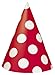 Vibrant Ruby Red Dots Party Hats (8 Piece) - Stylish & Chic Paper Cone Hats For Birthdays, Celebrations & Events