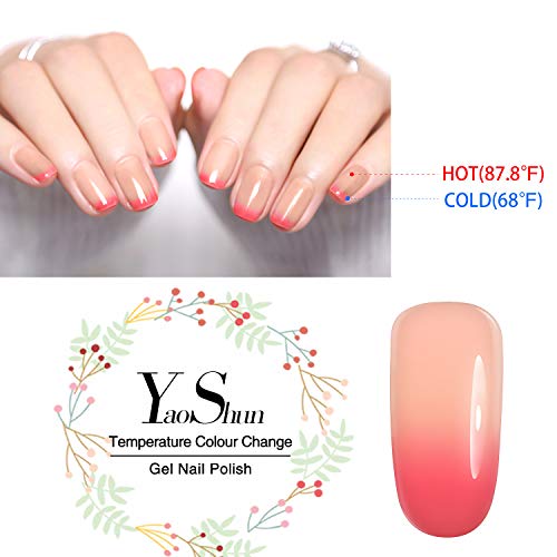 YaoShun Gel Polish Set - Gel Nail Polish Kit UV Gel Gift Box, Soak Off Nail Gel Manicure Kit 8ml Red Color + Rose Red Glitter + Temperature Color Change Gel + Magnetic Cat Eye Gel Polish #1