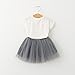 Summer Kids Girls Cat Pattern Shirt Top Butterfly Tutu Skirt (6 Years) White