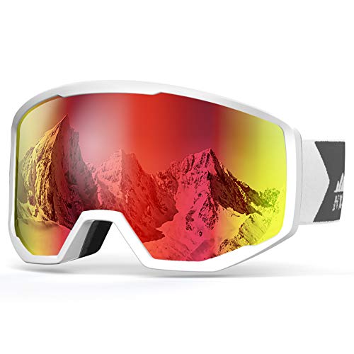 NXONE Ski Goggles for Men and Women, Anti-Fog Over Glasses Snowboard Goggles with UV Protection, Windproof Helmet Compatible Dual Lens Goggles-100% UV Protection