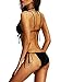Hestenve Women Brazilian Thong Bikini Sets Criss Cross Tied Knot Push Up 2Pcs Swimsuits Black Small