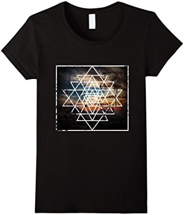 Womens Beautiful Sky Yantra Hindu Geometric Pattern T Shirt Medium Black