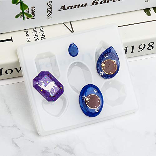 Jewelry Resin Molds, LET'S RESIN 9PCS Epoxy Resin Silicone Molds for Pendants, Keychain, Necklace, Earring, Resin Crafts Jewelry DIY - Thumbnail 5
