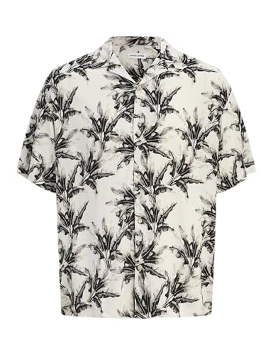 JACK & JONES Monochrome Shirt Jjjeff-AOP Resort SS Monochrome T-Shirt for Men
