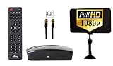 eXuby Digital Converter Box for TV - Digital Antenna - RF & RCA Cable - Complete Bundle to View and Record HD Channels (Instant or Scheduled Recording, 1080P HDTV, HDMI Output & 7 Day Program Guide)