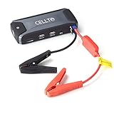 [Ultra Compact] Cellto Car Jump Starter and [Heavy Duty] Portable Smartphone Charger [Rechargeable] Power Bank with Surge Protection and LED Flashlight [12000 mAh] - Black