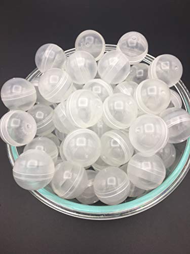 50 Clear Round Vending Machine Capsules, Empty Cases for Gumball Containers, Toy Stands, Mini Bath Bombs Container Molds or Hidden Surprise Treasure Inserts and Party Favors