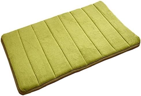 Bnxbb Non Slip Coral Velvet Soft Memory Foam Machine Washable Bath Shower Rug Mat,Stripe,Rectangular, (16 x 24 Inch, Green)