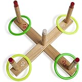 Champion Sports QS1 Wooden Ring Toss Set,Classic