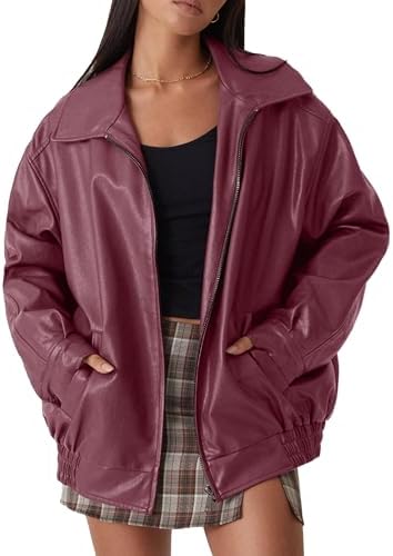 Women's Y2K Vintage Oversized Jacket Fairy Grunge Crop PU Leather