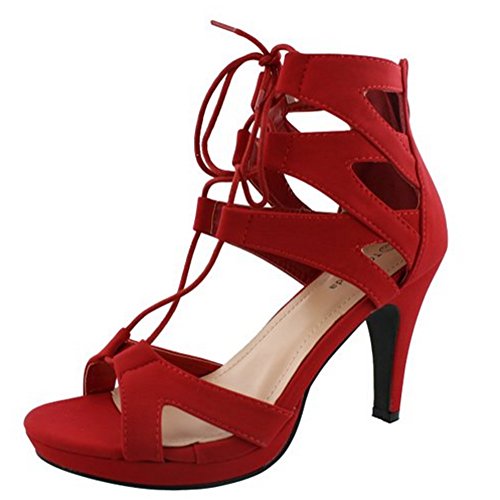 red bootie sandals