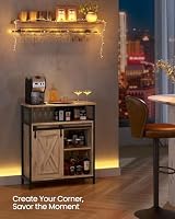 VASAGLE Sideboard Storage Cabinet with Sliding Barn Door Toasted Oak Black view 10
