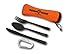 Titanium Plated Portable Utensil Set With Utensil Case, Carabiner/Bottle Opener Included- Food Grade Knife Fork Spoon Set