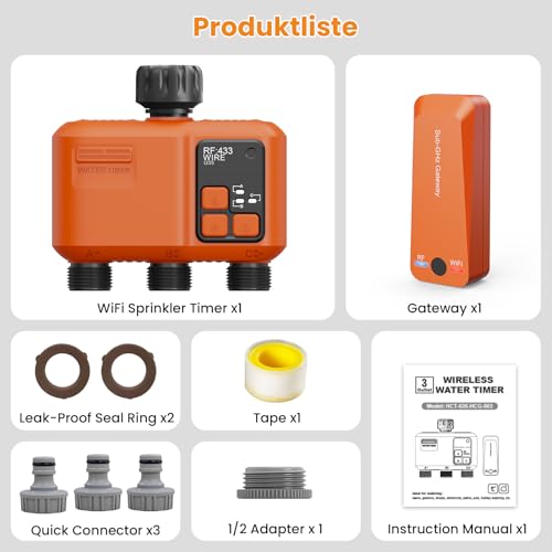Smart WiFi Sprinkler Timer 3 Zone,WiFi Water Timer for Garden Hose with 984 FT Range,APP & Remote Control,Alexa & Google Voice Compatible,Rain Delay, Manual Mode Sprinkler System