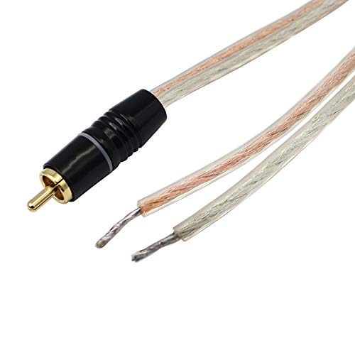 RCA Speaker Wire, Speaker Bare Cable to RCA Plug, Gold Plated RCA