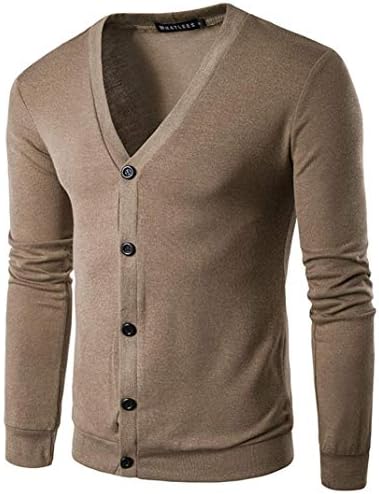 Muranba Clearance Men V Neck Button Knit Sweater Cardigan Coat