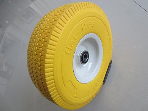 Kunhua 11-pu-y-sq-16p 4.10/3.50-4" Flat Free Hand Truck/utility Tire ,3-inch Tire width, 2.25" Offset Hub, 5/8" Ball Bearings, 10" Tire Diameter