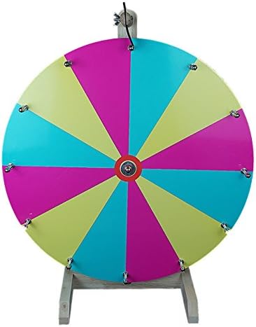 Raise Products 20" Tabletop Color Dry Erase Prize Wheel Spinning Board w/ 12 Slots and Wood Stand