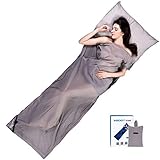 WGOOT Sleeping Bag Liner Travel and Camping Sheet. Lightweight and Compact Sleep Sack, Ideal for Traveling, Hotels, Hostels & Backpacking. Super Soft Silky Fiber Sleep Sheet.