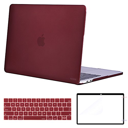MOSISO MacBook Pro 13 Case Corner Protective Compatible Newest MacBook Pro 13 Inch 2018 2017 2016 Release A1989/A1706/A1708, Plastic Hard Shell & Keyboard Cover & Screen Protector, Marsala Red