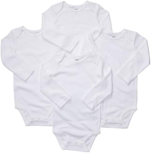 CarterS Unisex Baby 4-Pack L/S Bodysuits - White - 6 Months