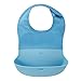 OXO Tot Waterproof Silicone Roll Up Bib with Comfort-Fit Fabric Neck, 2 Pack, Green/Aqua