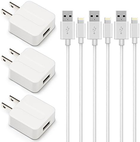 SNX Certified 5W 1A USB Power Adapter with 3'/1 m Lightning to USB Cable - 3 Piece