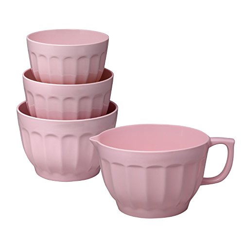 Gourmet Art 4-Piece Latte Heavyweight and Durable Melamine Prep and Serve Mixing Bowl Set, Pink, Home Essentials Cooking and Baking Tools, for Dry and Liquid Ingredients Kitchen and Everyday Use - Thumbnail 7