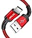 USB Type C Cable,JSAUX(2-Pack 6.6ft+6.6ft) USB A to USB-C Fast Charger Nylon Braided Cord Compatible with Samsung Galaxy S10 S9 S8 Plus Note 9 8,Moto Z Z3,LG V50 G8,Switch,Other USB C Devices(Red) primary