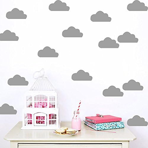 HACASO 66 PCS Mix Size 1 to 3.9 Inches Clouds Wall Decal Sticker For Kids Bedroom Decor -DIY Home Decor Vinyl Clouds Mural Baby Nursery Room Wallpaper(Grey)