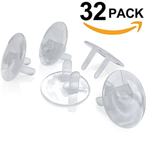 Ultra Clear Outlet Plug Covers - 32 Pack Electrical Protector Safety Caps Child Proof - Little Giggles