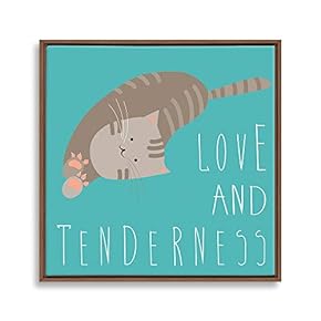 Framed Canvas Wall Art for Living Room, Bedroom Cute Cartoon Cats Canvas Prints for Home Decoration Ready to Hanging - 16x16 inches