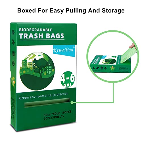 Trash Bags 46 Gallon Biodegradable 100 Counts/ 5 Rolls, Compostable