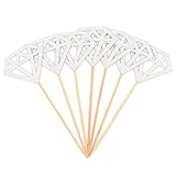 Glitter Diamond Cupcake Toppers Silver Party Cupcake Decorations for Wedding | Engagement | Bridal Shower | Birthday | Graduation | Baby & Expecting Party Dessert Decorations Topper, Pack of 50