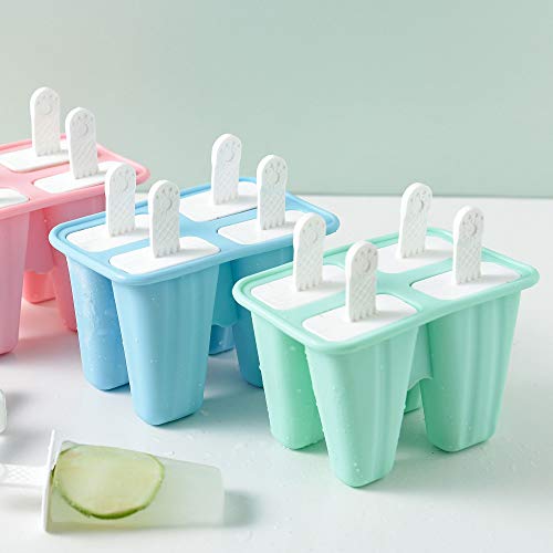 Popsicle Molds 4 Pieces Silicone Ice Pop Molds 2 Packs BPA Free Popsicle Mold with Sticks DIY Reusable Easy Release Ice Pop Maker