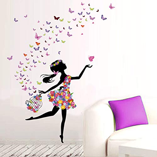 Kibi Wall Sticker Butterfly Fairy Bedroom Living Room Walls Girl Butterfly Flower Fairy Sticker