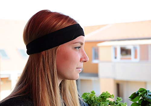 4-Pack Sweat Wicking Runner Headband - Pure Bamboo & Cotton, Eco-Friendly, No-Stink, Anti-Bacterial, Thermo-Regulating - Perfect for High Intensity Training and Post Workout Hangout