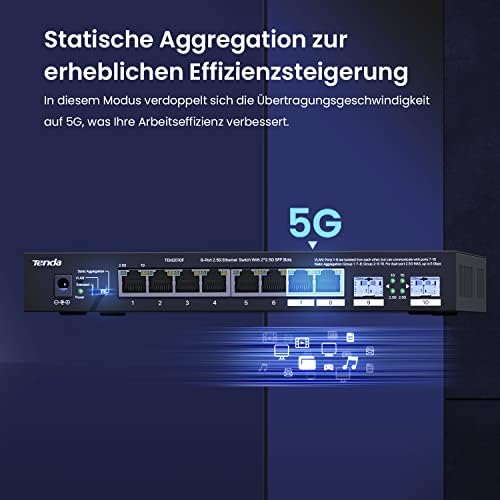 2.5 Gbit Switch 8-Port Unmanaged 2.5G Netzwerk Switch mit 2 SFP-Ports (VLAN, Statische Aggregation, Plug & Play, Desktop-/Wandmontage, Metallgehäuse)(TEM2010F)