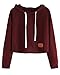 MayBest Women Autumn Fashion Hoodies Long Sleeves Shirts Sweatershirt Crop Top Pullover Sports Tops Sweater Wine Red One Size