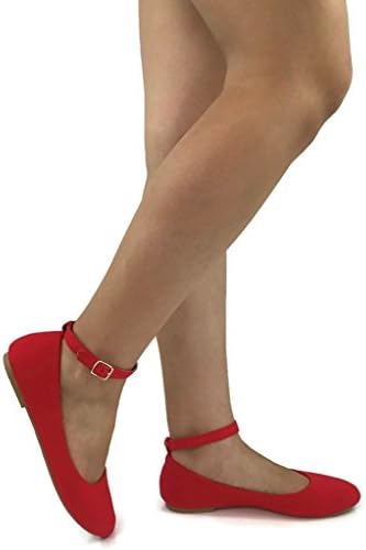 Emma Abigail Ankle Strap Ballet Flat Slip On Shoes