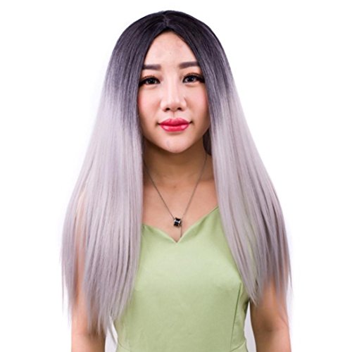 GreatFun Fashion Lady Long Straight Neat bang Hair Cosplay Party Wig for Women Ladies B