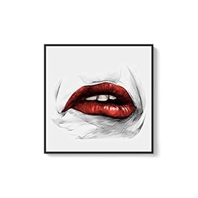 Framed Canvas Wall Art Sexy Lips Canvas Prints Home Artwork Decoration for Living Room,Bedroom - 16x16 inches
