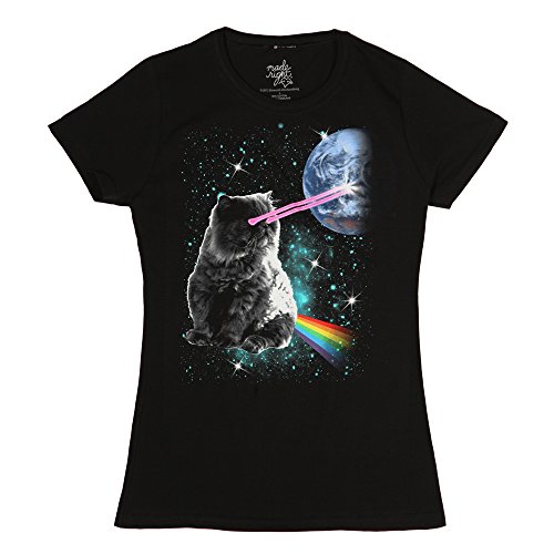 Laser Eyes Space Cat Tee Juniors Tee Bioworld XL