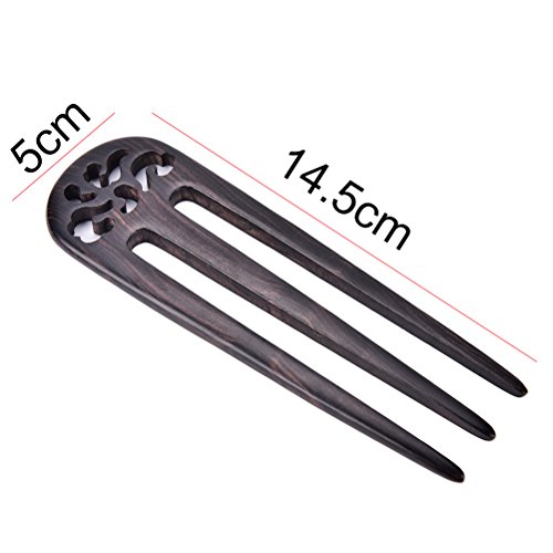 1 Pcs Handmade Carved Wood 3-Prong Hair Fork Vintage Style Hair Stick Wooden Hairpin by Team-Management