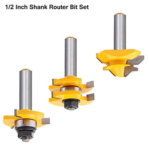 Helovmine Tongue and Groove Router Bit Tool Set 3 Teeth Adjustable T