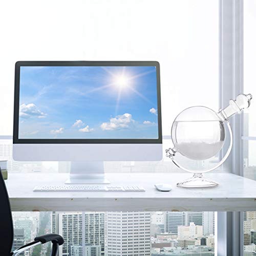 CAVEEN Storm Glass Weather Station Creative Weather Predictor Desktop Globe Storm Crystal Weather Forecaster Stylish Decorative Glass Barometer Bottle with Glass Base for Home and Office Large