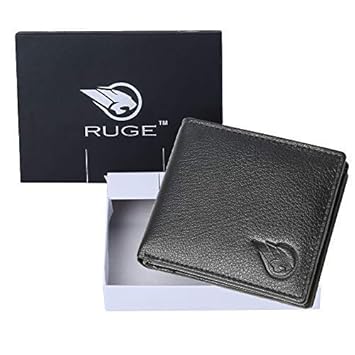 Ruge Genuine Leather RFID Blocking Mens Wwallet for Men Branded,Wallet for Men Leather Branded,Wallet Leather,Purse for Men Leather,top grainallet - Black